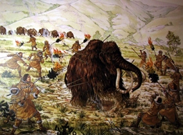 Depiction of a mammoth hunt