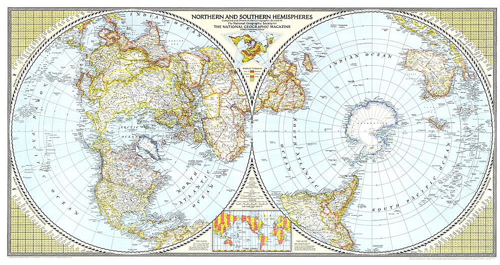 1943 Map of the Northern and Southern Hemispheres