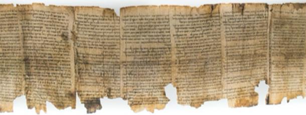 One of Dead Sea Scrolls displayed in Shrine of the Book in the Israel Museum in Jerusalem. vadiml- Adobe stock
