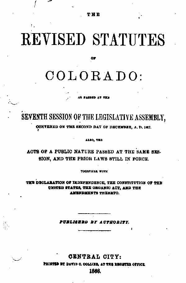 Colorado Revised Statutes - 1