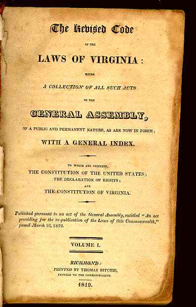 Laws of Virginia Revised Code Title Page 1819