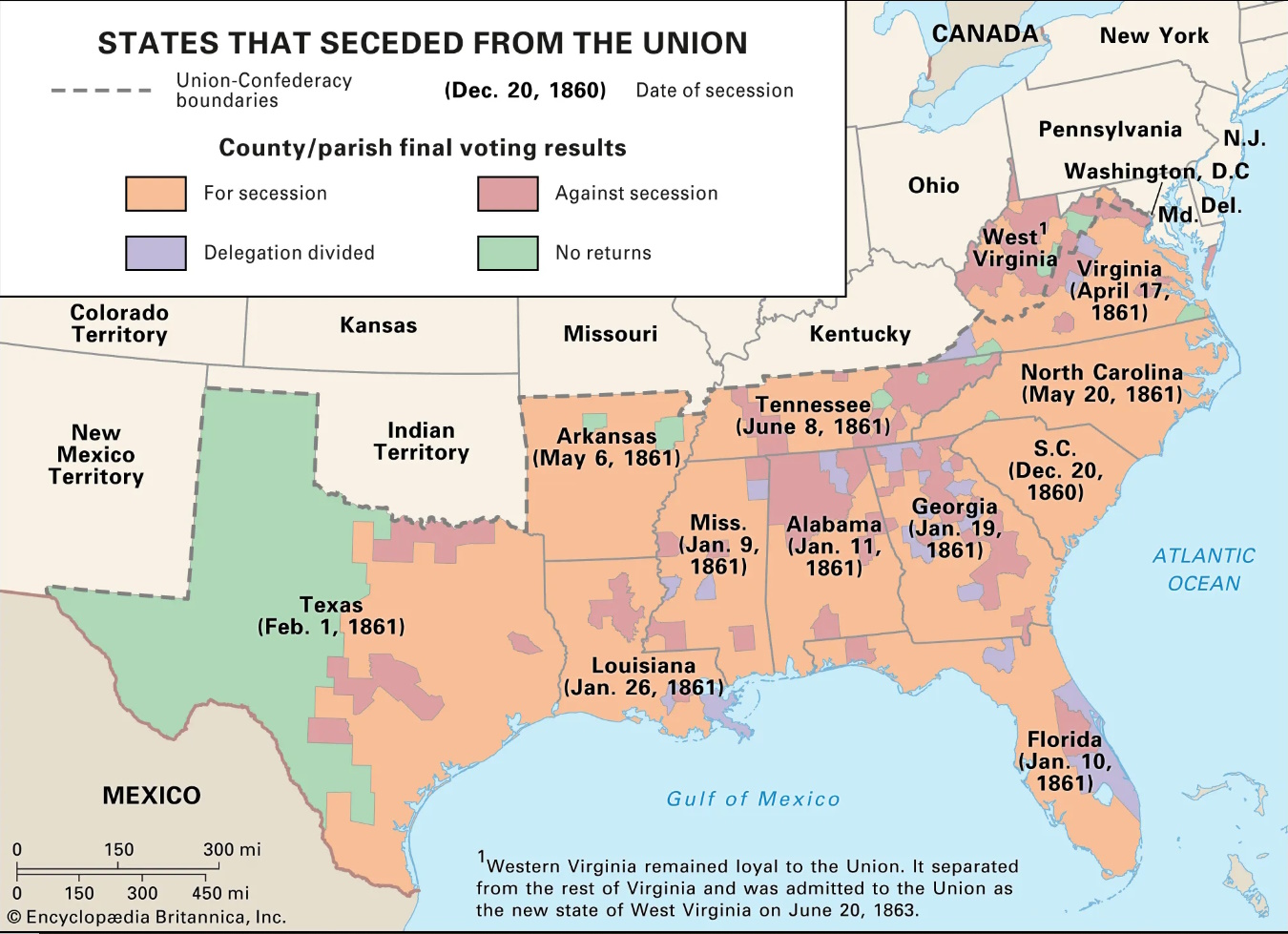The States that seceded from the Union