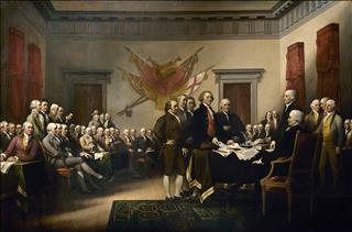 The presentation of the Declaration of Independence to Congress by John Trumbull