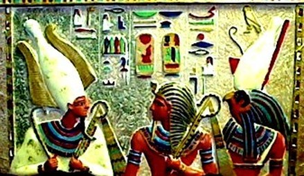 Horus and Osiris with the Pharaoh