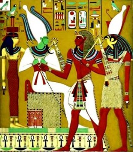 Horus and Osiris with the Pharaoh