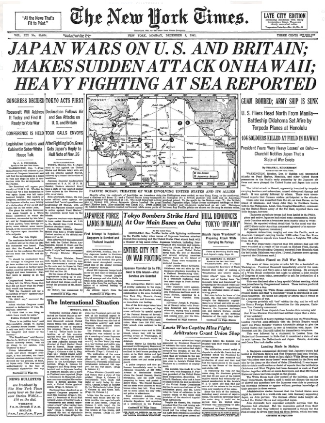 New York Times December 08, 1941