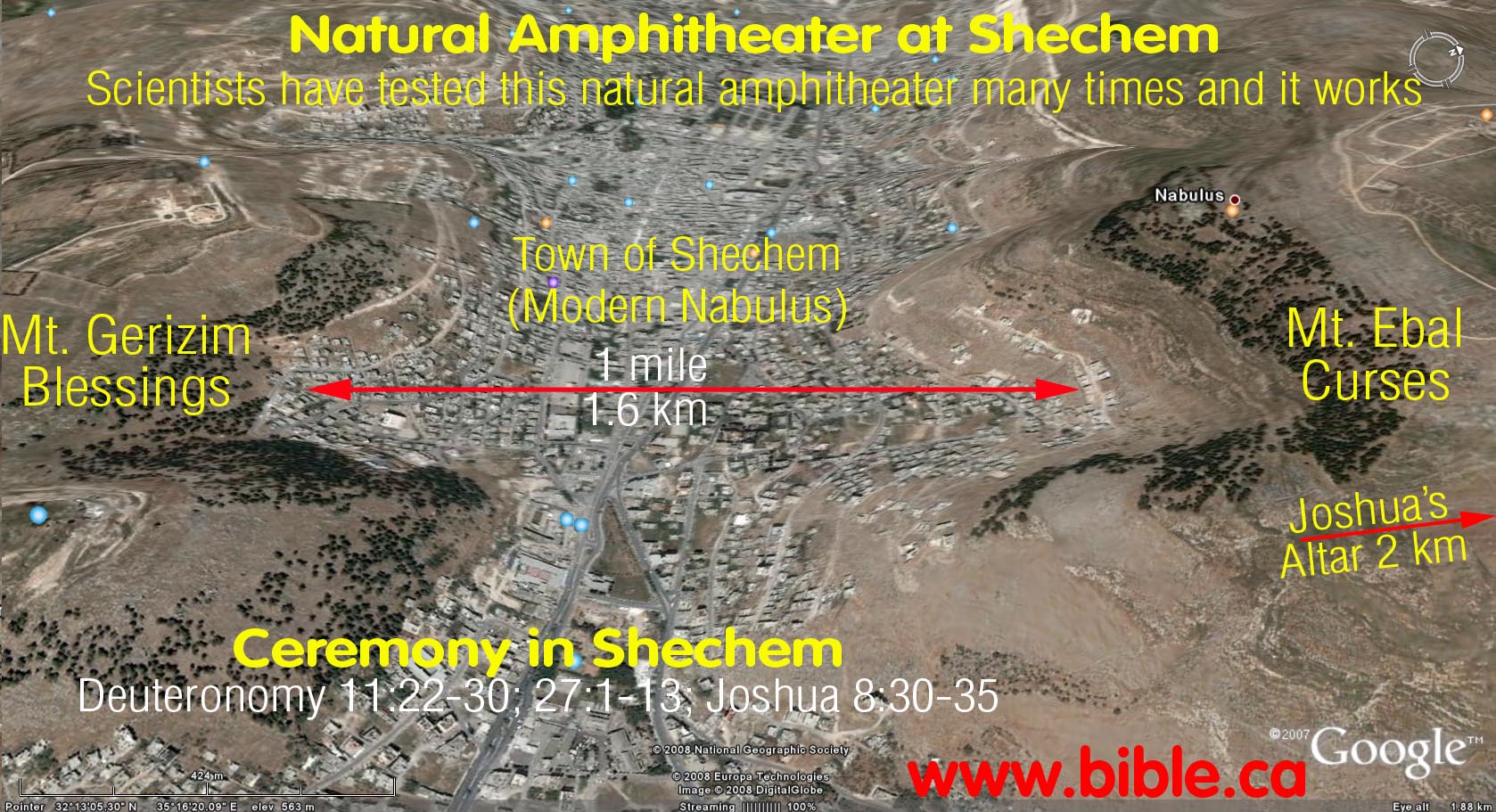 Bible Archaeology Altar of Joshua Amphitheater between Mt. Gerizim Ebal