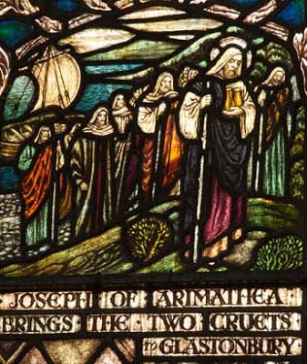 Joseph of Arimathea brings the two cruets to Glastonbury - St. John's Church in Glastonbury